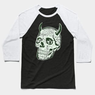 Horned Skull In Green Baseball T-Shirt
